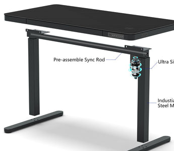 KOWO standing desk comes with pre-assembled sync rod for easy assembly