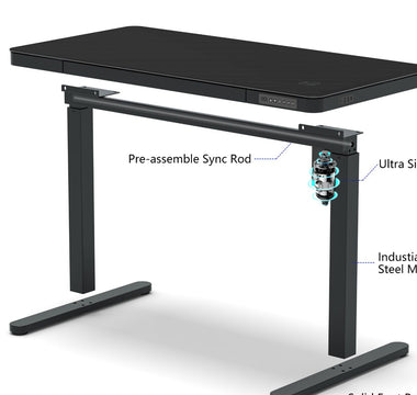 KOWO standing desk comes with pre-assembled sync rod for easy assembly