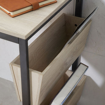 This study desk comes with two large wooden storage boxes for extra space for storage